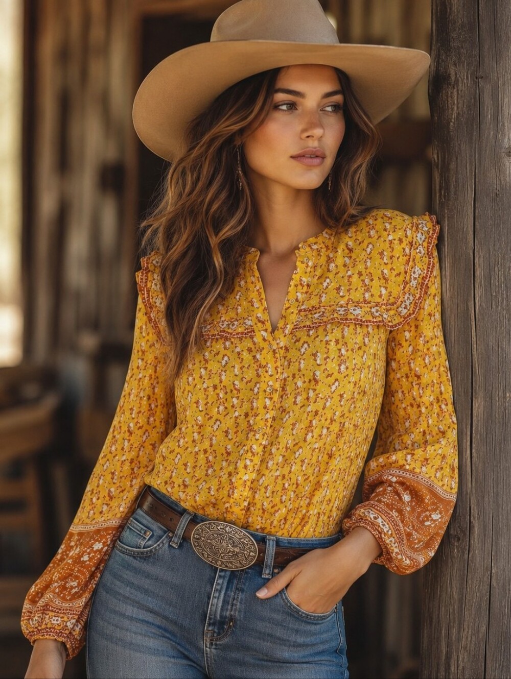 NEW w/ Tag Joie Ruffled Cotton Cottagecore Peasant Blouse Top Sz Medium Gold NWT